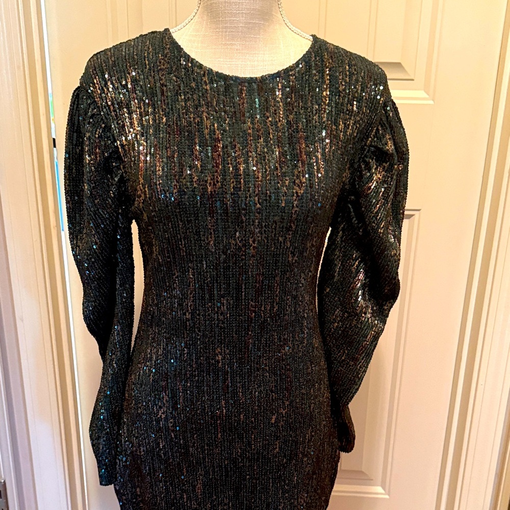 Zara Green Elegant Sequin Dress